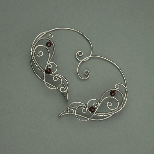 nausznice Nausznice zausznice oryginalne kolczyki granat wire wrapping