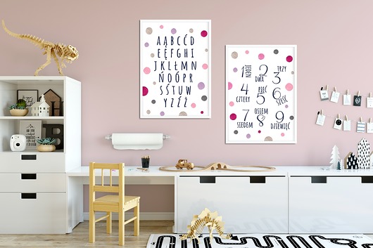 Zestaw ALFABET I CYFRY 'pink' Well Wall