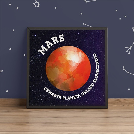 Plakat dziecięcy PLANETA MARS - kwadrat trochę na ścianę