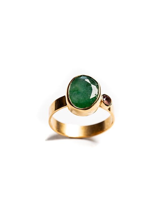 pierścionki złote Pierścionek ze szmaragdem i turmalinem