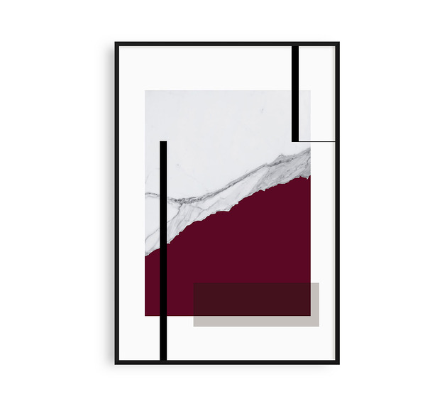 MARBLE 3 - autorski plakat z bordowym PLAKATY GEOMETRYCZNE