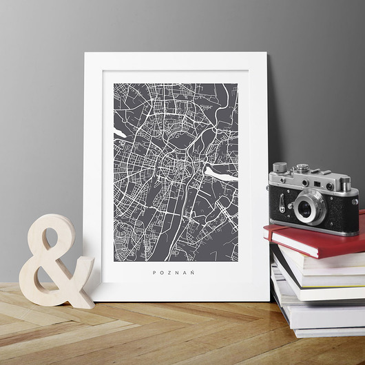 POZNAŃ  -  PLAKAT A3 - mapa miasta, prezent PLAKATY GEOMETRYCZNE