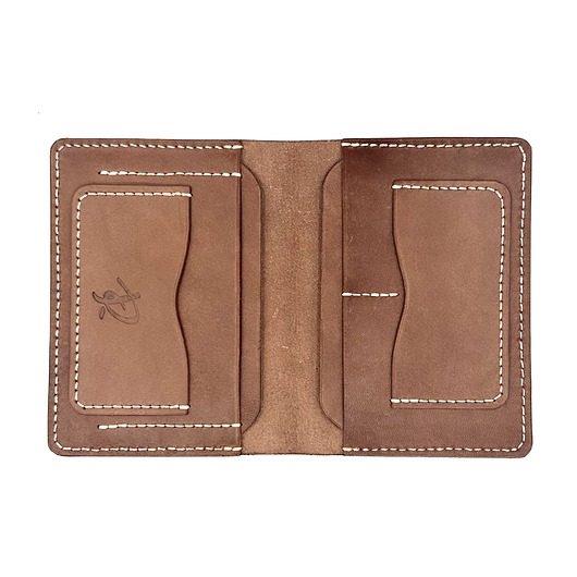 portfele damskie Ciemno brązowy portfel skórzany ręcznie uszyty na karty.