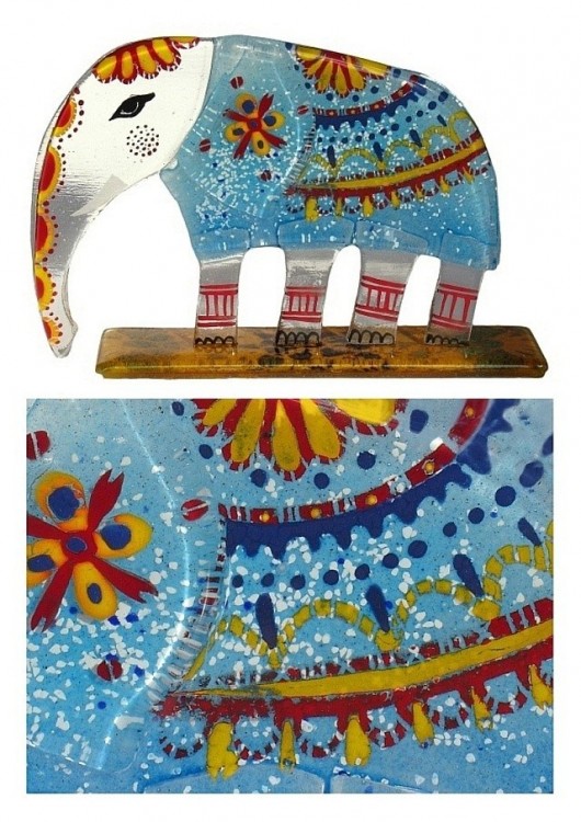 szczęśliwy słoń BŁĘKITNY Borowska Glass Design