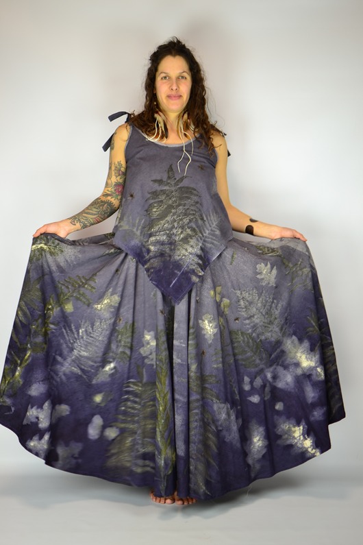 spódnice maxi Barwiona Roślinami Spódnica "Łąka Nocą"