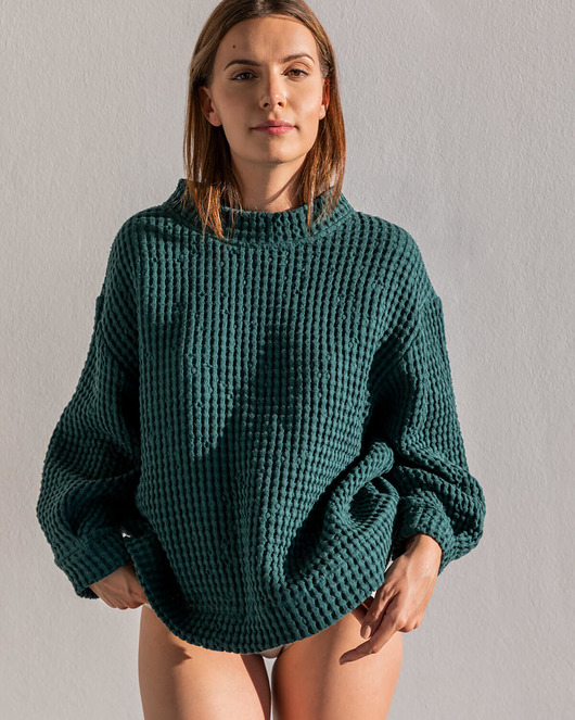 swetry damskie  Sweter lniany wafelek 3 KOLORY