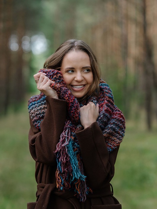 szale damskie MAXCOLOR duży szal handmade " jesienne jezioro "