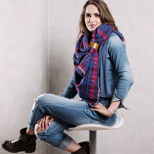Chusta w Kratkę Oversize Skórzana Bransoletka BL CADOaccessories