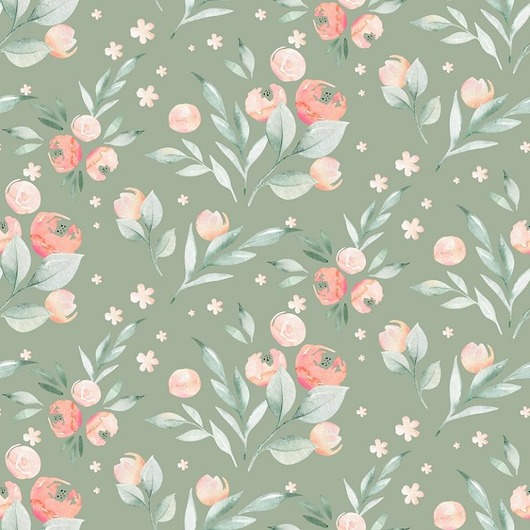 naklejki ścienne do pokoju dziecka Tapeta Little Flowers 2 na zieleni 53cmx10m PZ