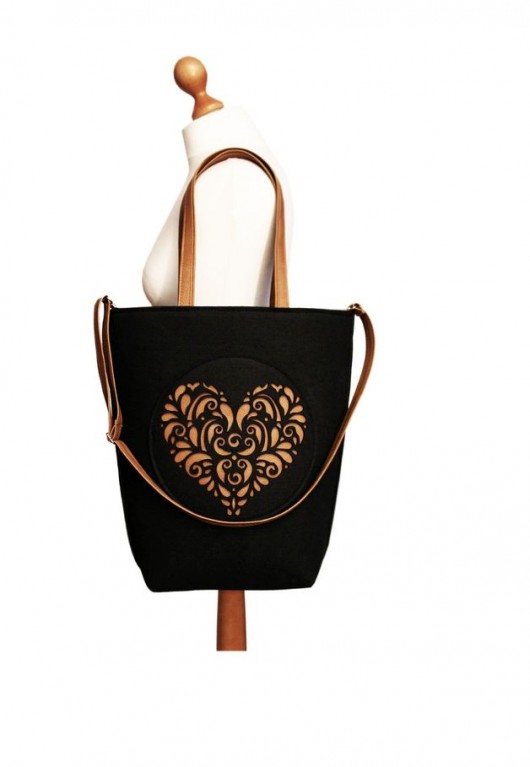 shopper bag folk 2 czarne serce - Czech draft Creatura