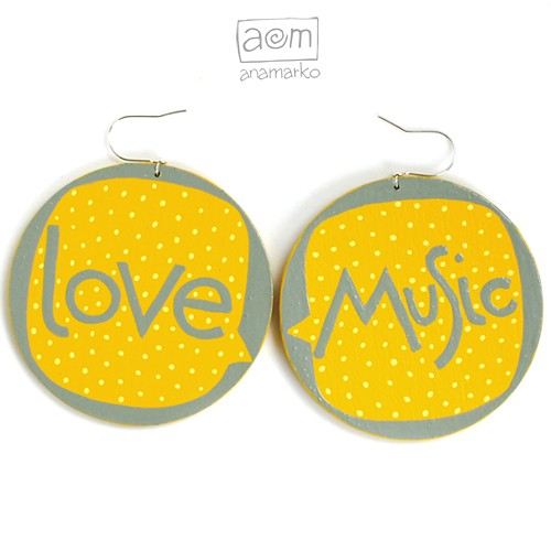 ::kolczyki 7cm - love music yellow anamarko