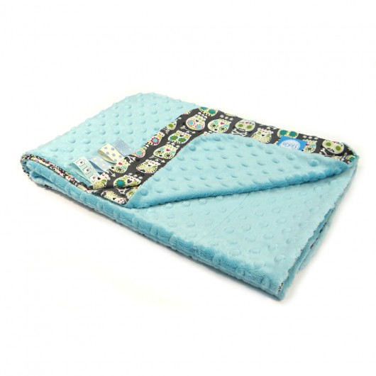Kocyk letni 75x100 CZACHY/JASNY TURKUS z haftem  GuGa DESIGN