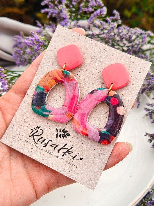 kolczyki z masy plastycznej Kolczyki artystyczne, lekkie kolczyki dla dziewczyny, w stylu boho