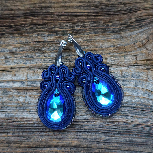 kolczyki soutache Granatowe kolczyki sutasz