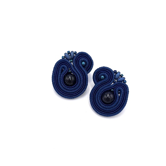 kolczyki soutache Kolczyki sutasz granatowe sztyfty Largo noc kairu małe lekkie