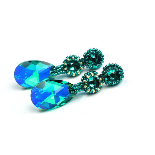 kolczyki swarovski Blue Zircon AB, kolczyki z kryształami Swarovski