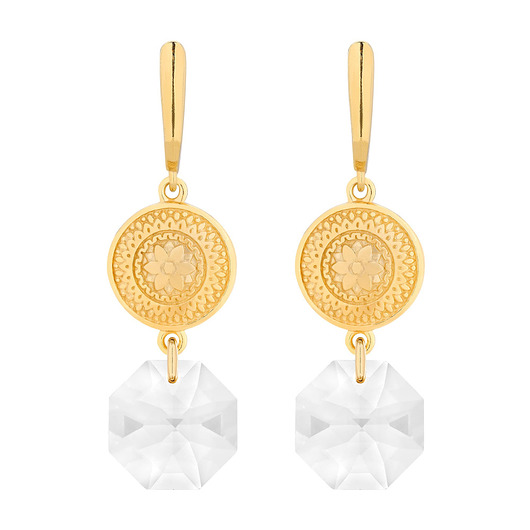 kolczyki swarovski Złote kolczyki z medalionami i SWAROVSKICRYSTAL