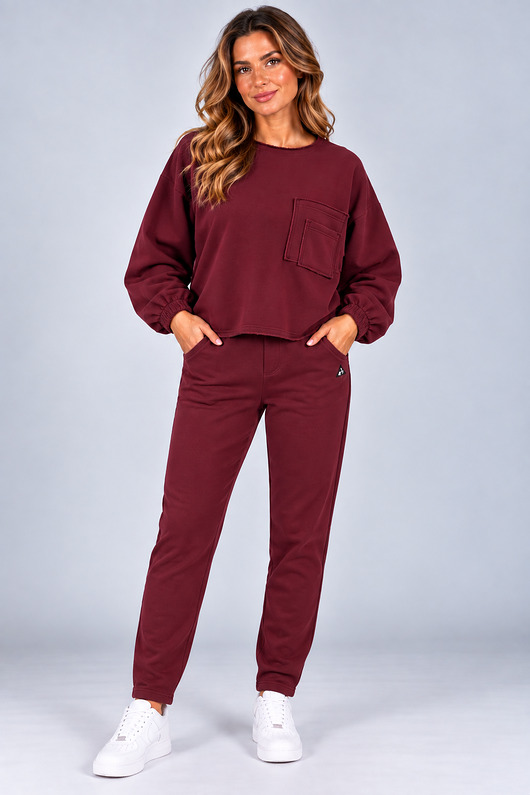 komplety damskie Komplet dresowy damski "FLAVIA" zgaszone bordo