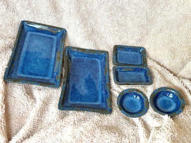 kuchnia - różne Ceramiczny zestaw 2-osobowy do sushi "Głębia" - 3-elementowy