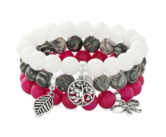 Pink, white & gray set with pendants. Lavoga