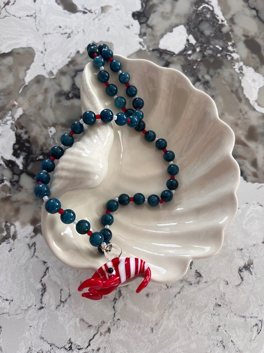 chokery Duża krewetka i niebieskie kamienie