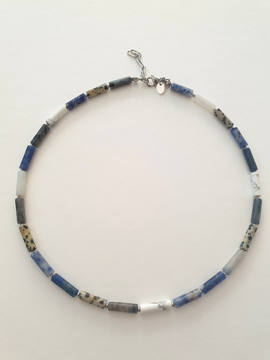 chokery Naszyjnik, PATYCZKI labradoryt, lapis, jaspis, wielobarwny