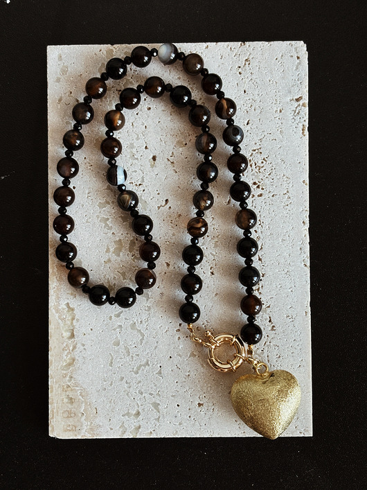 wisiory Naszyjnik Agat i Onyks Serce