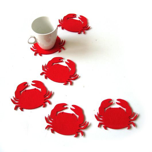 Filcowe Kraby pod kubki czerwone, 6szt home variety