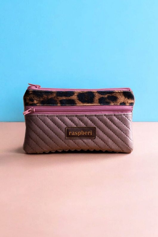 portfele damskie Portfel z weluru panterka