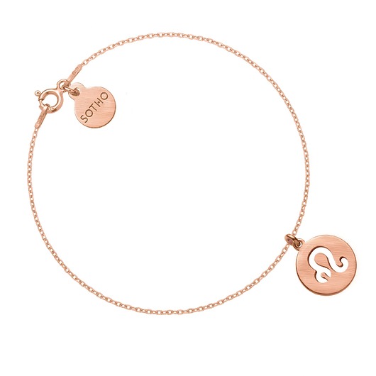 srebrne naszyjniki Matowa bransoletka z zodiakiem Lwa z różowego złota