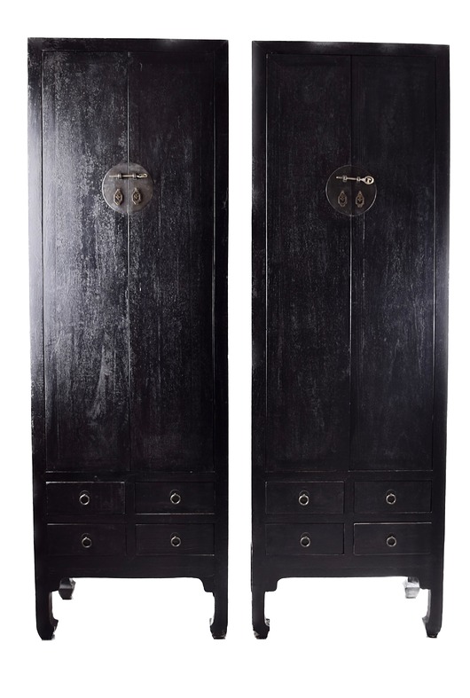 szafki Sztuka Chin para smukłych czarnych szafek opium XX w 185x60x38cm