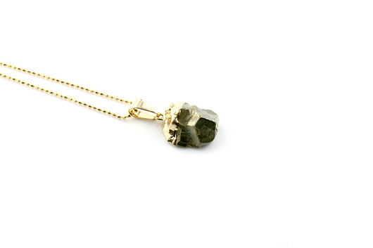 Colare Raw Piryt złoto Brazi Druse Jewelry