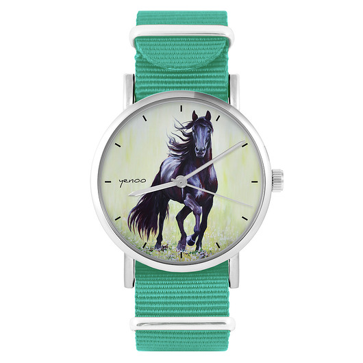 zegarki unisex Zegarek -  Czarny koń 2 - turkusowy, nylonowy