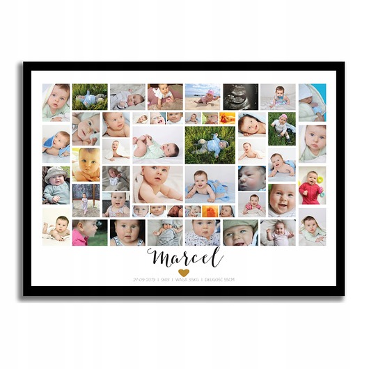 plakaty Plakat personalizowana metryczka z ponad 40 zdjęciami