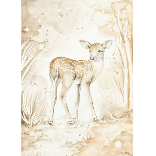 obrazy i plakaty do pokoju dziecięcego Lovely Fawn Bilecik White / caramel