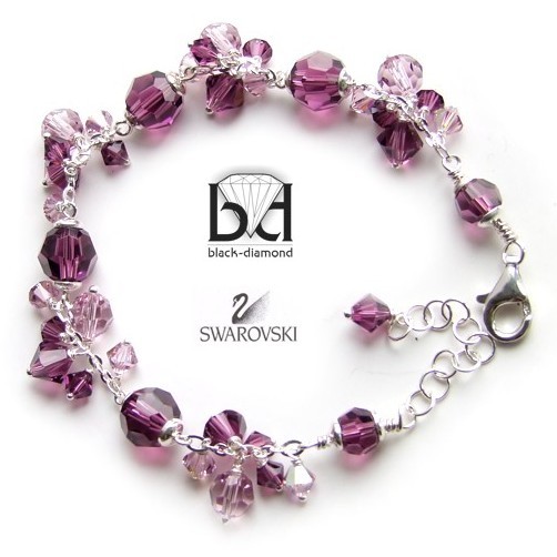 Gronkowa bransoletka kryształ Swarovski Black Diamond