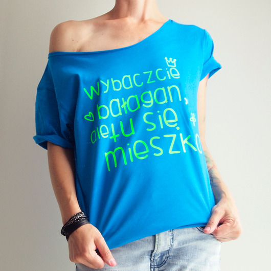t-shirt damskie Wybaczcie bałagan niebo Oversize