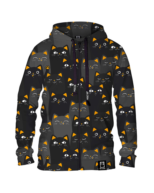bluzy męskie Męska Bluza Expres Zamek DR.CROW Cats Orange
