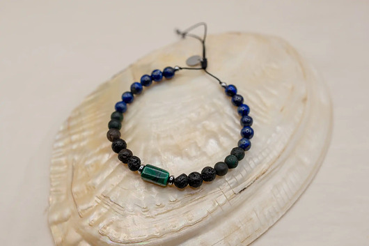 bransoletki z kamieni naturalnych Bransoletka Męska Malachit Lapis Lazuli Agat
