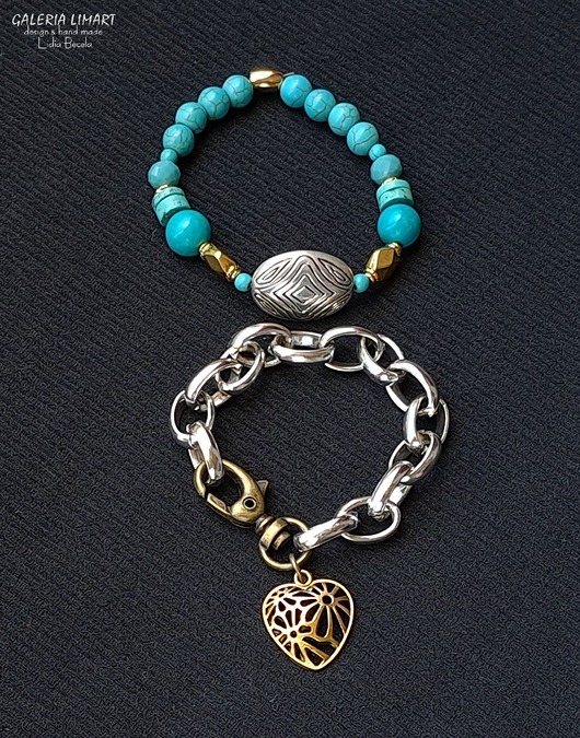 bransoletki z kamieni naturalnych Komplet modnych bransoletek boho oryginalny PREZENT handmade 3w1!