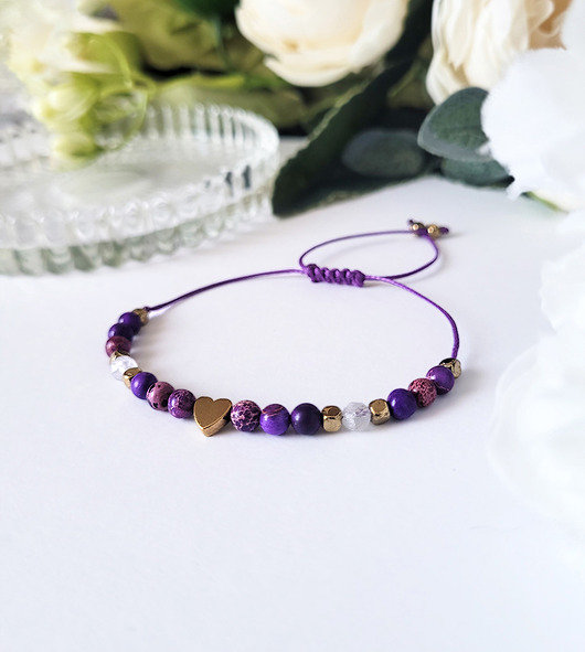 bransoletki z kamieni naturalnych Miłość- bransoletka z Jaspisem cesarskim i Kamieniem księżycowym