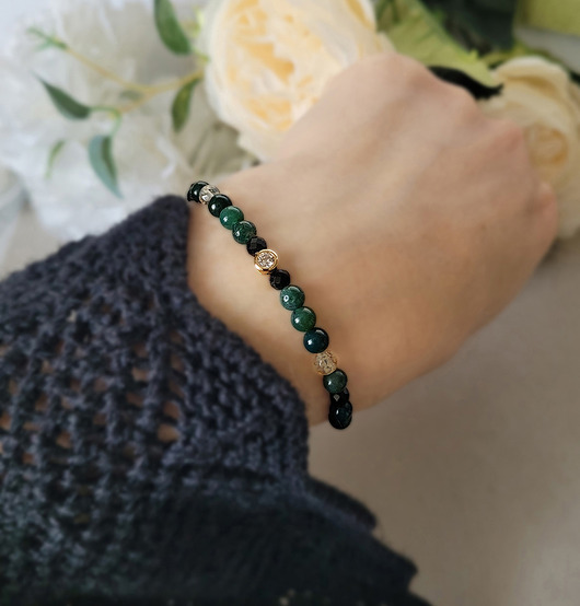 bransoletki z kamieni naturalnych OCHRONA i OBFITOŚĆ- delikatna bransoletka z Turmalinem i Cytrynem