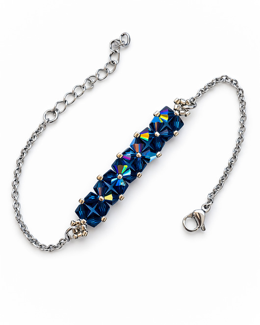 bransoletki ze szkła Crystal Square Montana - Delikatna bransoletka z kryształów Preciosa