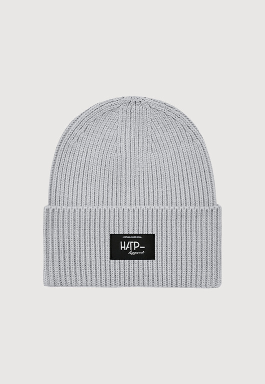 czapki damskie Czapka beanie w gruby prążek długa jasnoszara