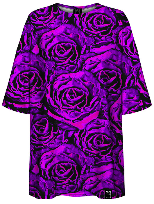 t-shirt damskie DR.CROW T-shirt Damski Oversize Purple Roses