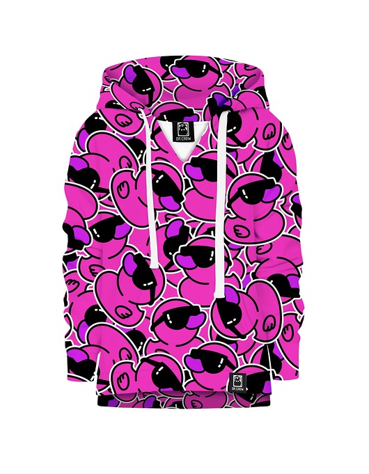 bluzy dla dziewczynki Bluza Zamek Dziewczynka DR.CROW Kaczki Pink