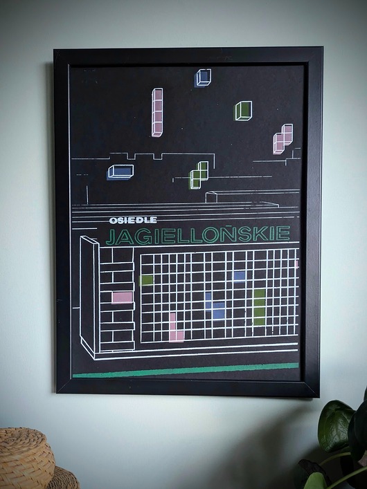 grafiki i ilustracje Ręcznie drukowany sitodruk "Osiedle Jagiellońskie" 30x40cm