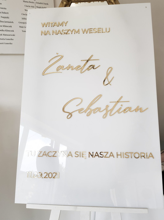 Ślub - inne Tablica powitalna glamour plexi złota