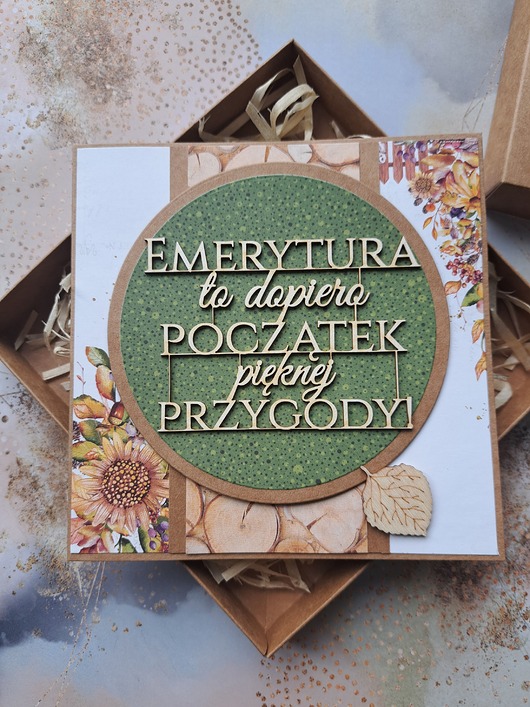 kartki scrapbooking Kartka z okazji przejścia na emeryturę (pudełko)