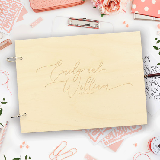 Personalizowany drewniany album księga gości zdj laserowanki